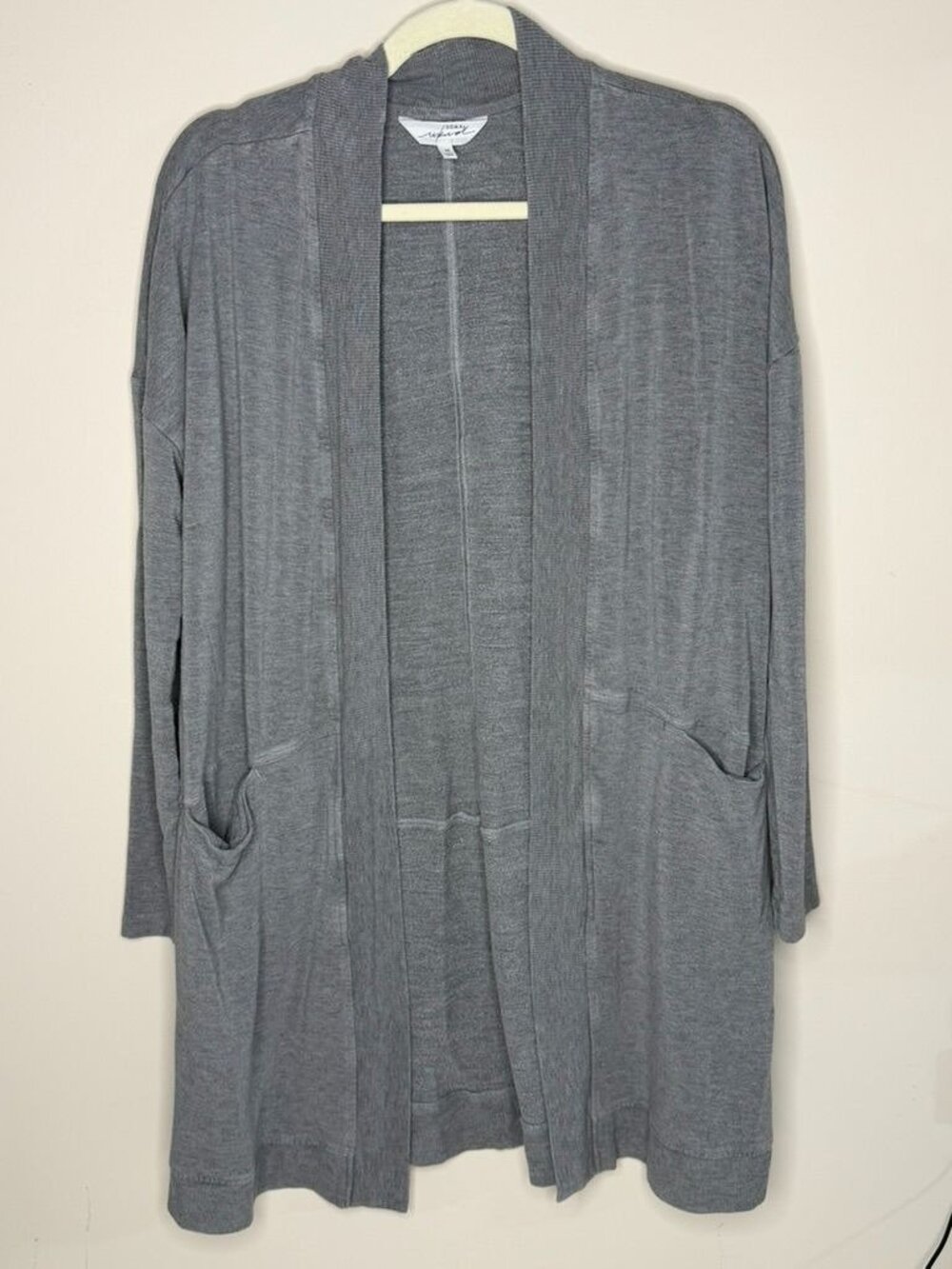 Soma Weekend Open Front Gray Cardigan With Pockets Size M Rayon Blend